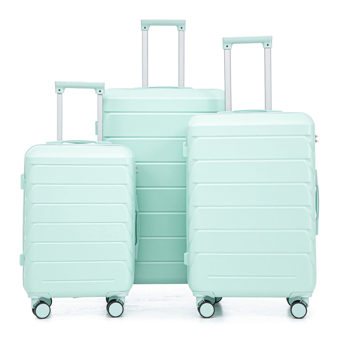 HouseOfZazla 3-piece spinner wheel luggage set with combination locks in assorted sizes