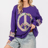 SAGE+FIG Peace Applique Patch Long Sleeve Top - Blueberry