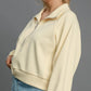 Umgee Full Size Half Zip Cropped Sweatshirt Plus Size - Farnelli