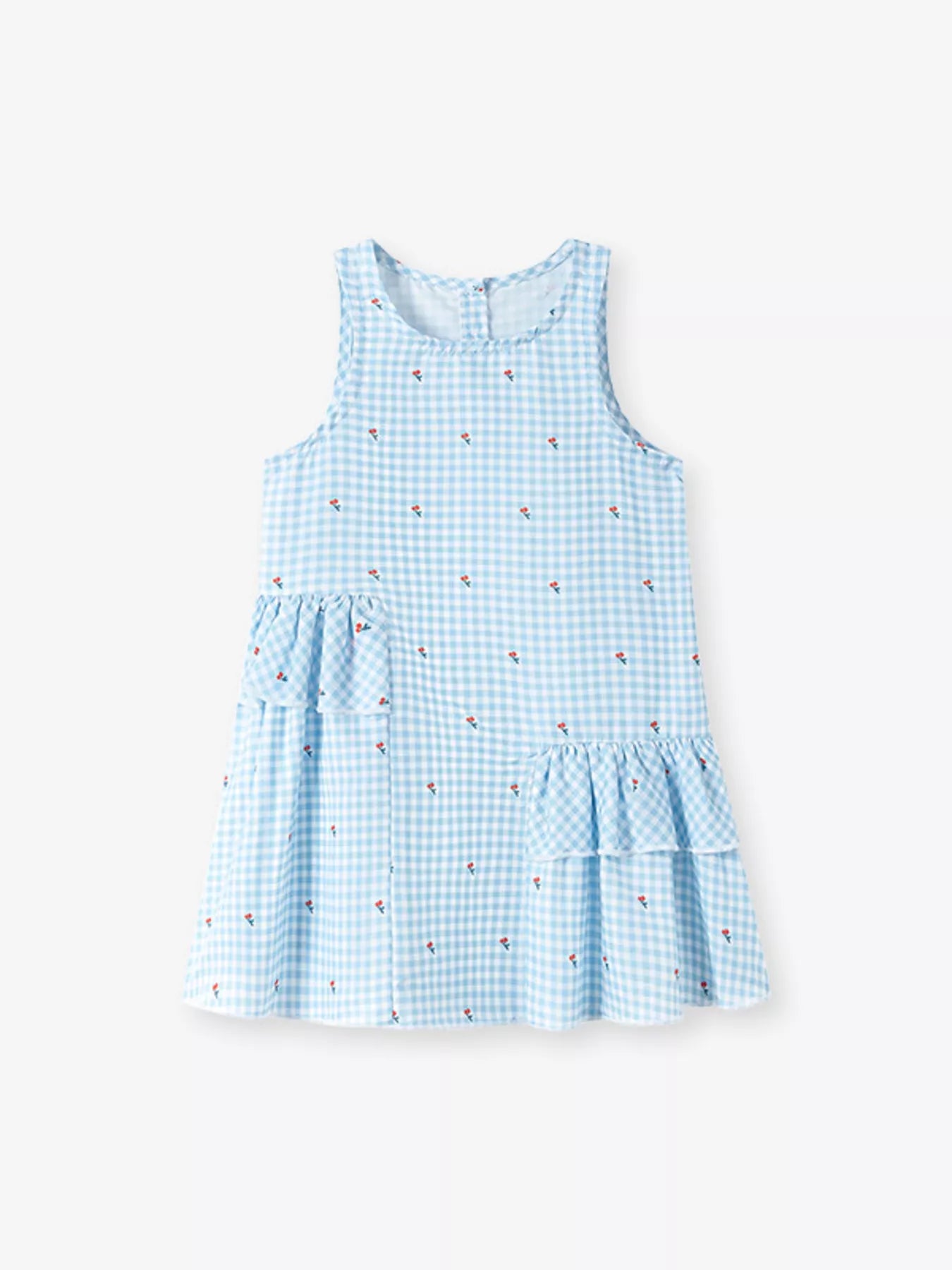 Children's Gingham Ruffle Sleeveless Dress - Farnelli
