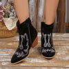 Point Toe Block Heels Boots - Black