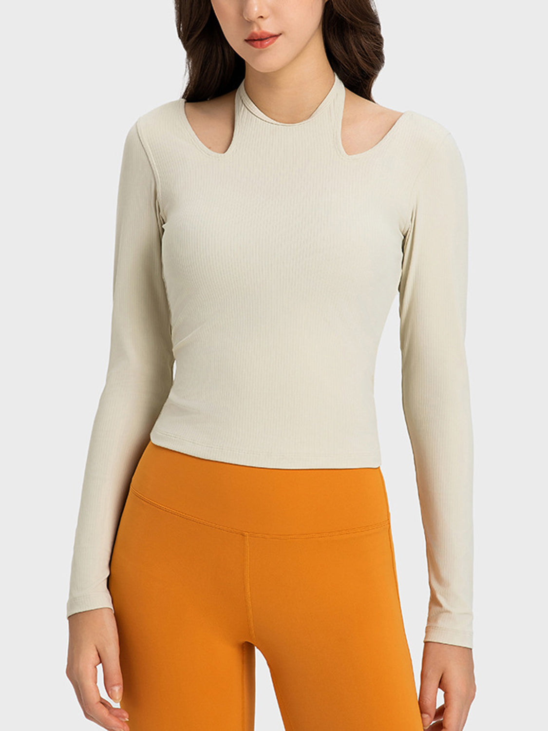 Millennia Halter Neck Long Sleeve Sporty Top - Farnelli