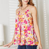 Double Take Floral Scoop Neck Ruffle Hem Cami - Floral