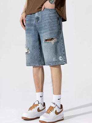 Men's Distressed Loose Fit Denim Shorts - Farnelli