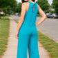 Double Take Full Size Tie Back Cutout Sleeveless Jumpsuit - Farnelli