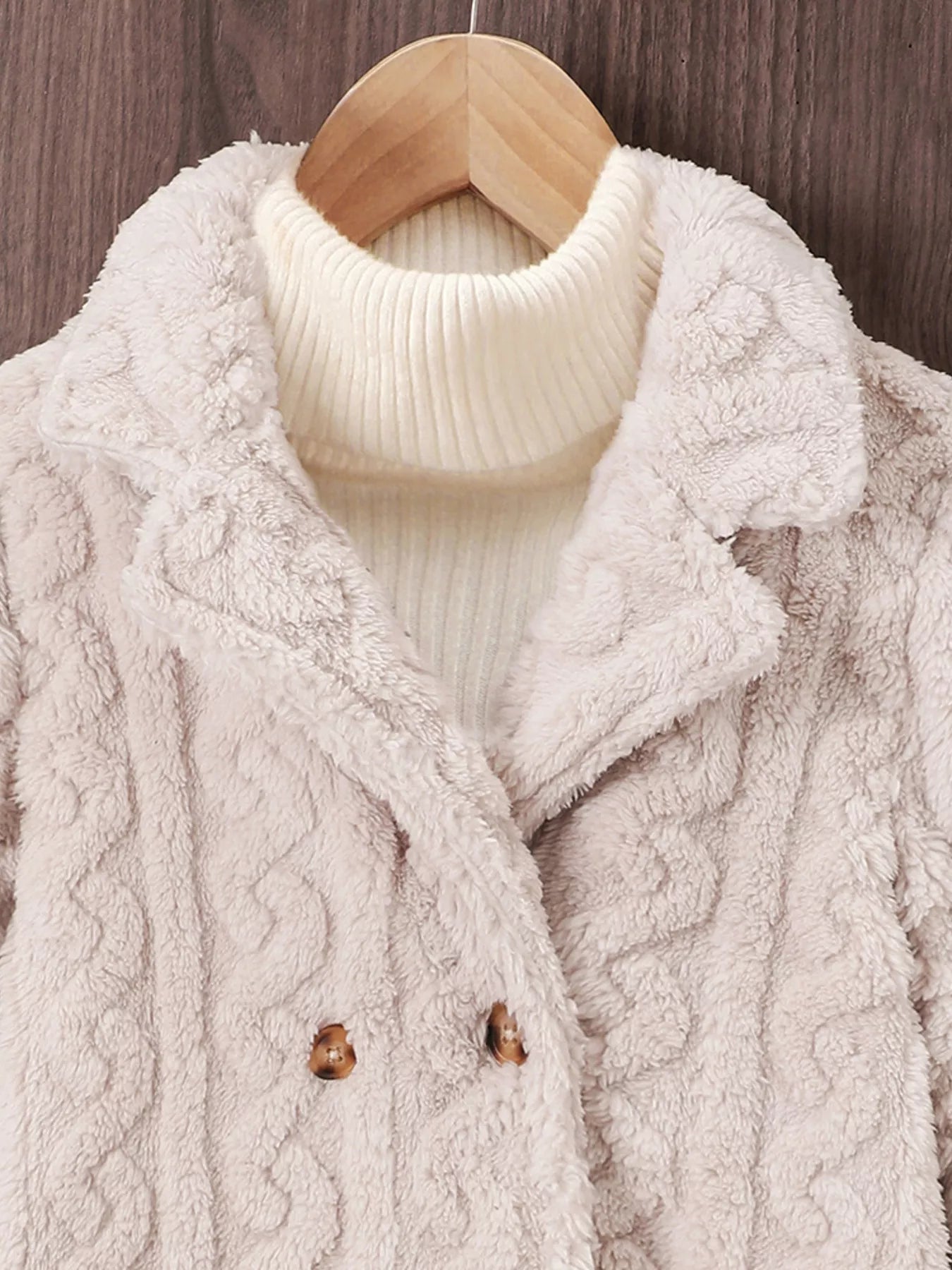 Children's Cozy Textured Double-Breasted Outerwear - Farnelli