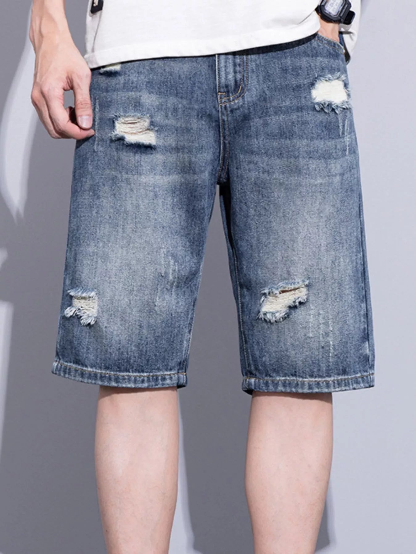Men's Distressed Denim Shorts - Farnelli