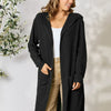 Basic Bae Full Size Hooded Sweater Cardigan - Black