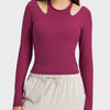 Millennia Halter Neck Long Sleeve Sporty Top - Hot Pink