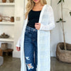 Double Take Full Size Open Front Longline Cardigan - White
