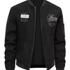 Men's Plus Size Zip Up Corduroy Bomber Jacket - Black