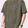 Men's Plus Size Letter Round Neck Short Sleeve T-Shirt - Olive Green