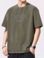 Men's Plus Size Letter Round Neck Short Sleeve T-Shirt - Farnelli