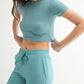 MONO B Essential Micro-ribbed Cropped Athleisure Tee - Farnelli