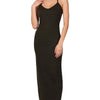 Zenana Brushed Dty Thin Strap Racerback V-Neck Maxi Dress - BLACK