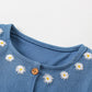 Children's Daisy Embroidered Denim Button-Down Dress - Farnelli