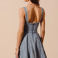 SO ME Mineral Washed Bow Ribbon Denim Flare Dress - Farnelli