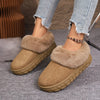 Faux Fur Lined Suede Winter Boots - Brown