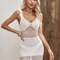 Ruffled Openwork Sleeveless Cover-Up Dress - Farnelli