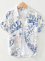 Men's Plus Size Printed Button Up Short Sleeve Shirt - Farnelli