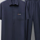 Men's Full Size Button Up Short Sleeve Top and Pants Set Plus Size - Farnelli