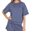 Zenana Scuba Short Sleeve Top & Shorts Set - BLUE INDIGO