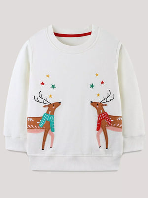 Children's Reindeer Embroidered Sweatshirt - Farnelli
