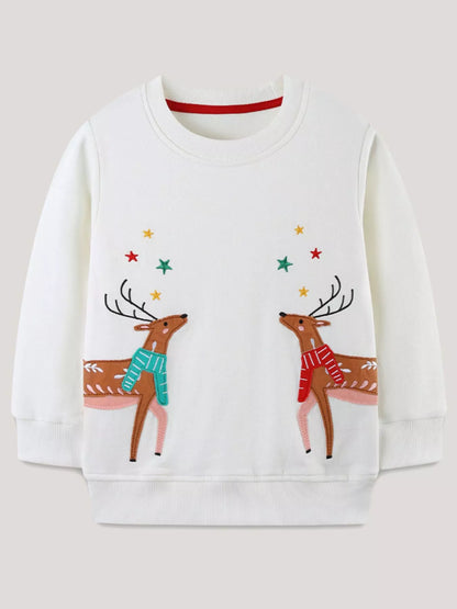 Children's Reindeer Embroidered Sweatshirt - Farnelli