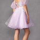 Juliet 901 Short Removable Puff Sleeves A-Line Glitter Tulle Dress