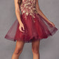 Juliet 902 Short A-Line 3D Butterfly Applique Layered Tulle Gown