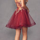 Juliet 902 Short A-Line 3D Butterfly Applique Layered Tulle Gown