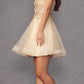 Juliet 902 Short A-Line 3D Butterfly Applique Layered Tulle Gown