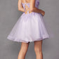 Juliet 902 Short A-Line 3D Butterfly Applique Layered Tulle Gown