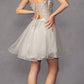 Juliet 902 Short A-Line 3D Butterfly Applique Layered Tulle Gown