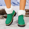 Fuzzy Ankle Boots with Zipper Detail - Green
