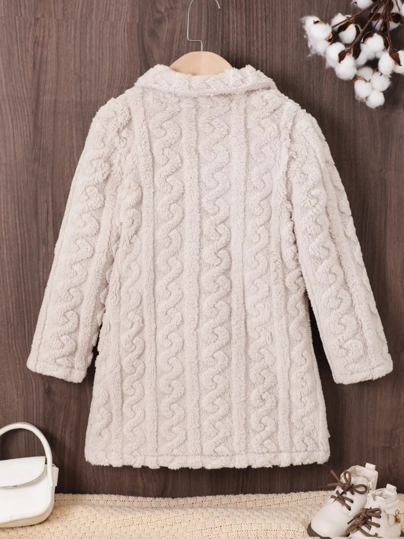 Children's Cozy Textured Double-Breasted Outerwear - Farnelli