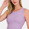 Zenana Ribbed Cropped Tank - Lavender