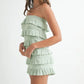 MABLE Pointelle Knit Fabric Ruffled Tube Romper - Farnelli