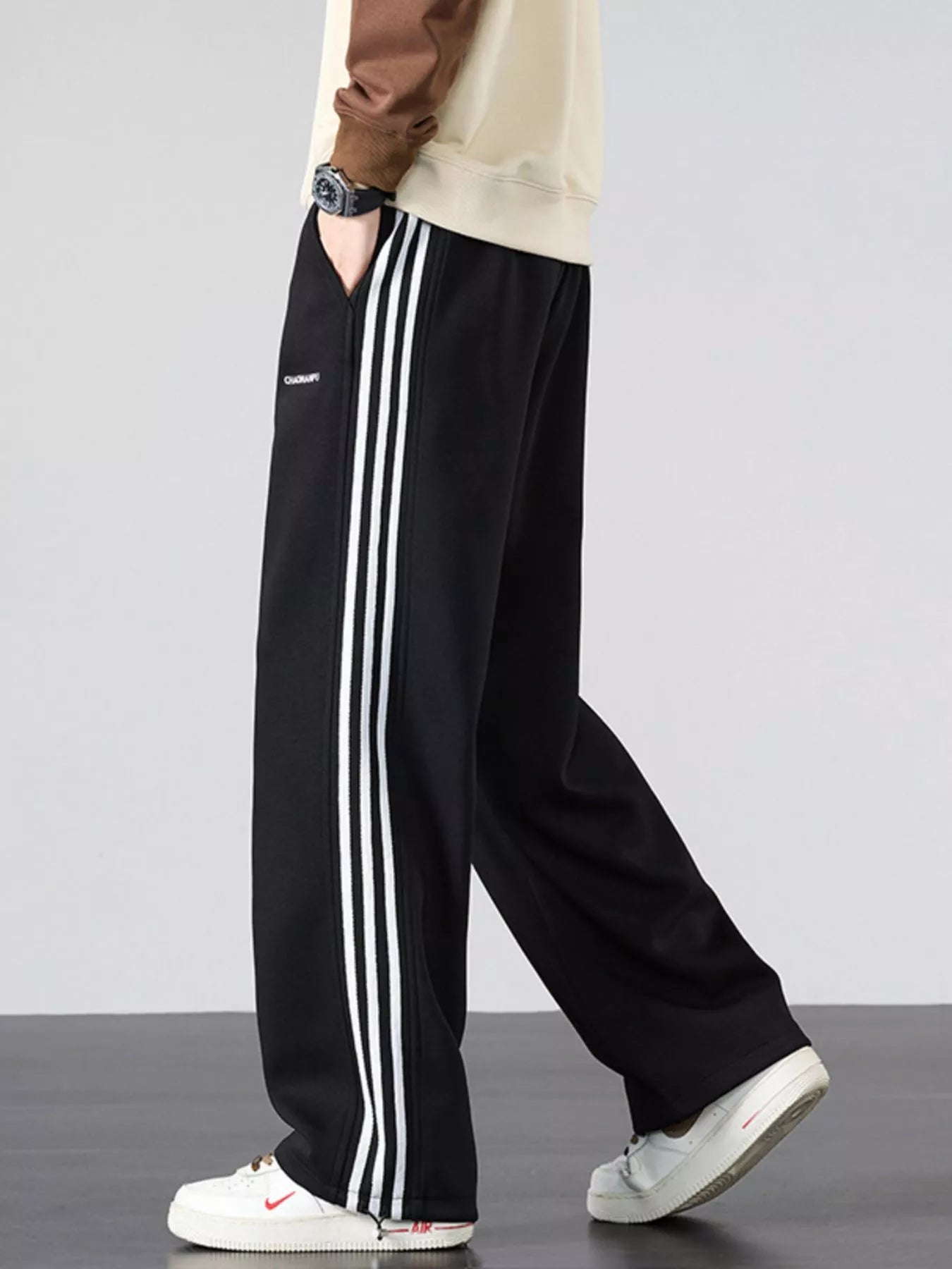 Men's Plus Size Casual Striped Wide Leg Sweatpants - Farnelli