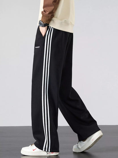 Men's Plus Size Casual Striped Wide Leg Sweatpants - Farnelli