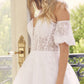Juliet 909 Short A-Line Glitter Print Dress Removable Short Puff Sleeves