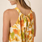 Mittoshop Watercolor Print Halter Neck Satin Maxi Dress - Farnelli