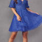 Juliet 909 Short A-Line Glitter Print Dress Removable Short Puff Sleeves