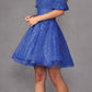 Juliet 909 Short A-Line Glitter Print Dress Removable Short Puff Sleeves