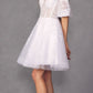 Juliet 909 Short A-Line Glitter Print Dress Removable Short Puff Sleeves