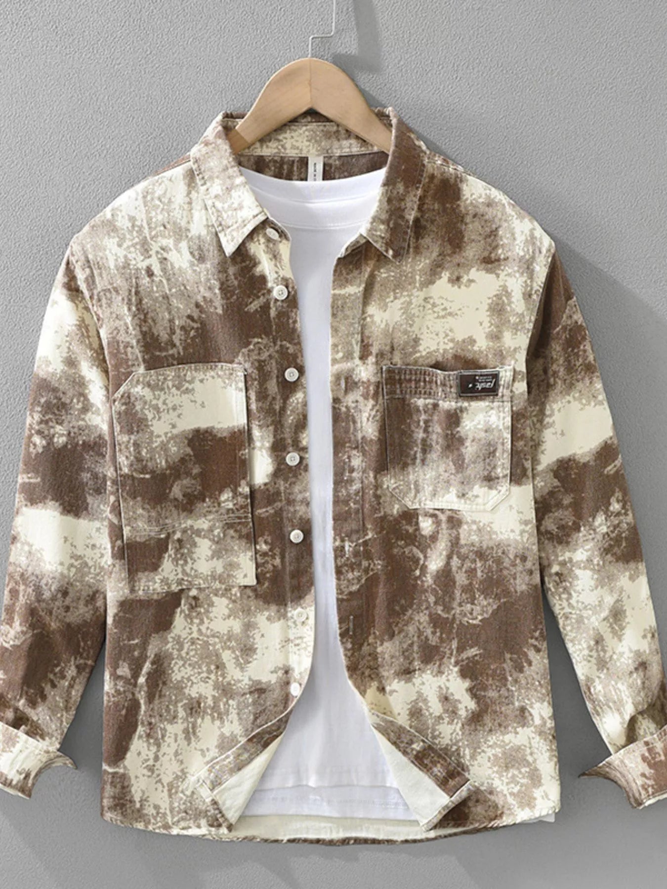 Men's Plus Size Abstract Print Long Sleeve Casual Shirt - Farnelli