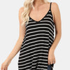 Zenana Striped V-Neck Curved Hem Cami - BLACK/IVORY