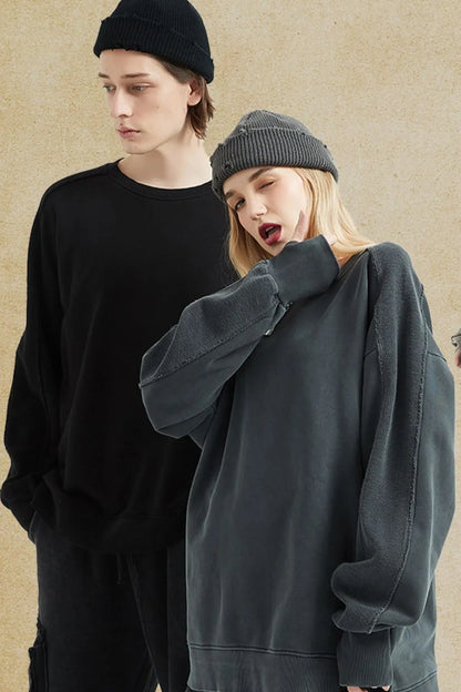 Men's Side Slit Round Neck Long Sleeve Sweatshirt - Farnelli