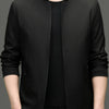 Men's Plus Size Zip Up Long Sleeve Jacket - Black