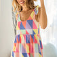 BiBi Multi Color Block Brushed Tied Ribbon Shoulder Top - Farnelli